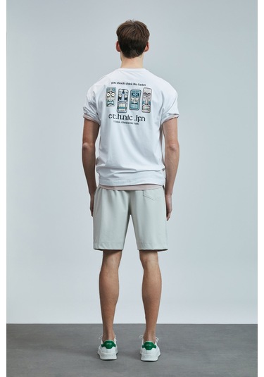 Lufian Erkek Mask Modern Grafik T-shirt 111020248 Beyaz Beyaz