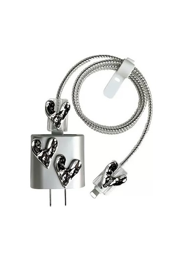 Kilifone - Cep Telefonu İphone Uyumlu 20w Şarj Aleti Koruyucu Figürlü Kılıf - Gümüş - T36719 Gümüş