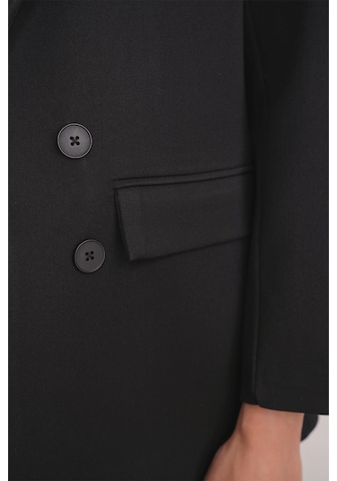 4745 Kadın Oversize Blazer Ceket Siyah Siyah