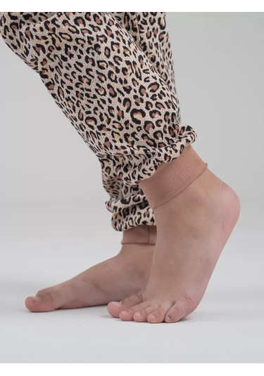 Babycollection Leopar Desenli Pantolonlu Kız Çocuk Pijama Takımı 252658790 Bej
