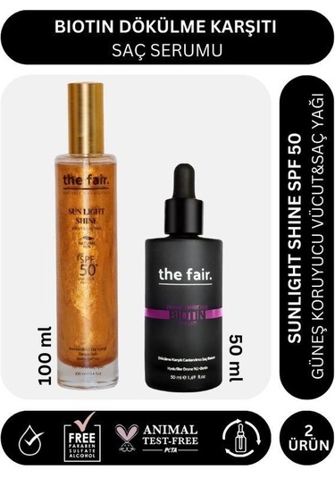 The Fair. Biotin Dökülme Karşıtı 50 Ml Saç Serumu Ve Shine Spf 50 Güneş Koruyucu Saç Yağı 100 Ml
