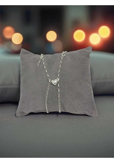 Gümüş Mıknatıslı Yarım Kalp Çift Bileklik Romantik, Ayarlanabilir Gümüş