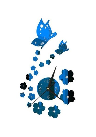 Mavi 1 Takım Asılı Duvar Saati Kendinden Yapışkanlı Dekorasyon 3d Görsel Efekt Çekici Yeni Eve Taşınma Hediye Otel Dekor Mavi