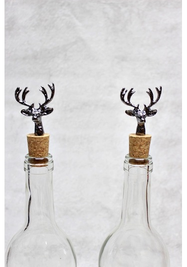 Siyah Geyik Figür Mantarlı Tıpa 2 Adet