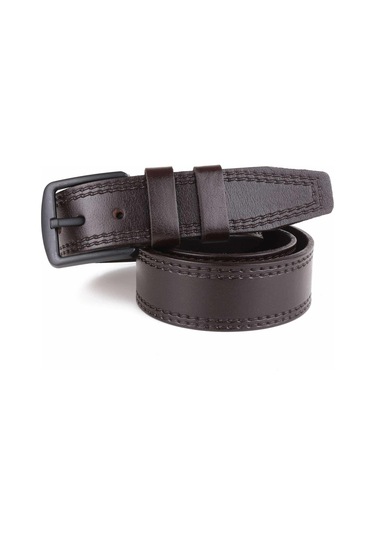 Hakiki Deri Erkek Kemer 4.5 CM Dikiş Desenli Kahverengi 001