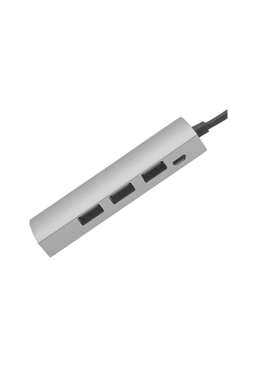 Shineyee Type-c 3.1 Hub Genişletici, 4 Usb Port 1x3.0 + 3x2.0 + Mikro Usb Besleme, Hızlı Veri Transferi, Plug & Play, Alüminyum Kasa, Jw331 Gümüş