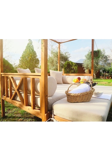 Mandu Exclusive Ahşap Bahçe Yatağı (Daybed) Bej