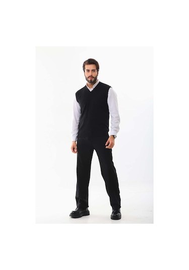 Günay Erkek V Yaka Yün Süveter 0108 Siyah