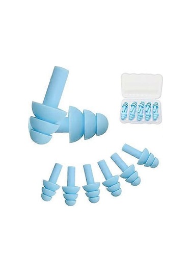 5 Çift Kulak Tıkacı, Okuma, Uyuma Ve Yüzme İçin Yumuşak Silikon Kulak Tıkacı Mavi