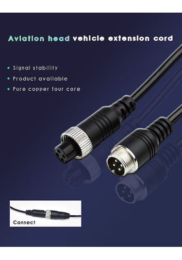 4 Pinli 7 Metre Ticari Araç Kamera Kablosu 12-24 Volt