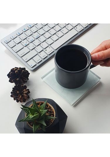 Decorita Cam Bardak Altlığı Klasik Mermer Desenli 4'lü Takım 10 x 10 CM Çok Renkli