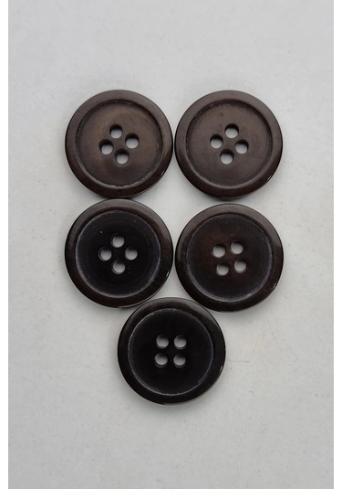 Orta Boy Akrilik Dört Delikli Klasik Kahverengi Kaban Çeket Hırka Yelek Düğmesi 5 Adet