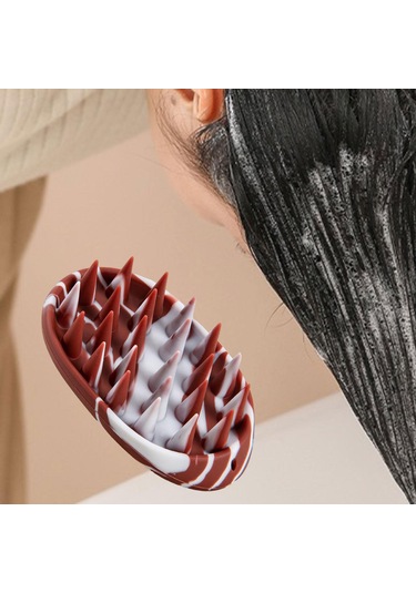 Suntek Saç Derisi Masaj Aleti Yıkama Bakım Fırçası Ev Banyo Kahverengi