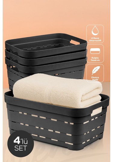 4'lü 10,8 Litre Delikli Saklama Kutusu Antrasit Antrasit