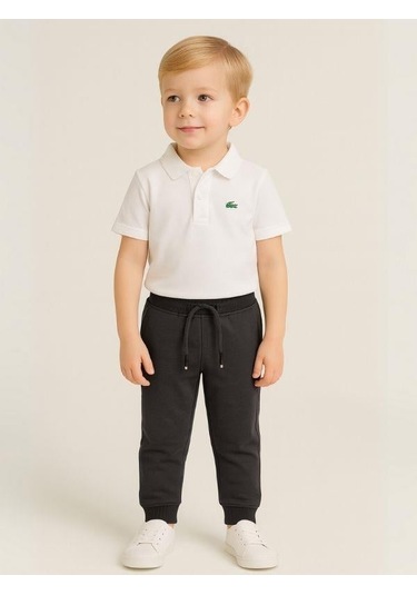 Çocuk Beli Paçası Lastikli Yumuşak Dokulu Okul Eşofman Altı-16088 Füme