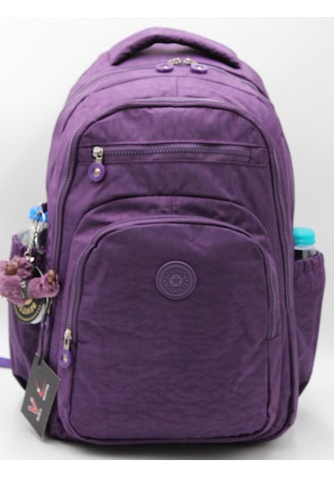 Suya Dayanıklı Krinkıl Kumaş Mor Unisex Okul Çantası 18