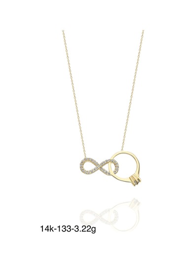 Tektaş Ve Kalp Özel Tasarım 14 Ayar Altın Kolye Altın