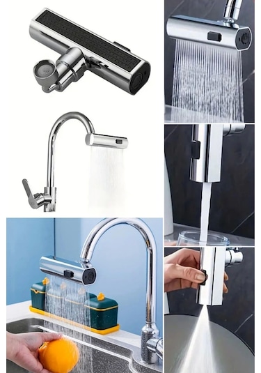 3 Farklı Modlu Çok Amaçlı Musluk Adaptörü Evrensel Musluk Başlığı Şelale Musluk Çok Renkli