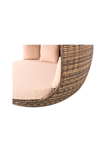 World Daybed 200 Cm Rattan Bahçe Kral Yatağı Açık Kahverengi