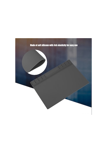 Teltree Silikon Isı Yalıtımlı Telefon Bilgisayar Tamir Platformu 350x250mm Depolama Bölmeli Gri