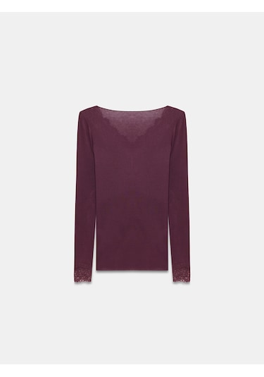 Dilvin 32311 Dantelli Kaşmir Bluz-Mürdüm