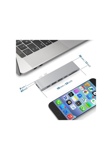 Ucouso Usb-C Hub Hdmı 4K Usb 3.0X2 Şarj Sd Msd Thunderbolt 3