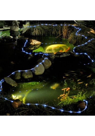 Hfambition Güneş Enerjili 12m 100 Led Işık Zinciri, Uzaktan Kumanda, 8 Mod, Ip65 Su Geçirmez, Dış Mekan Dekorasyonu Beyaz