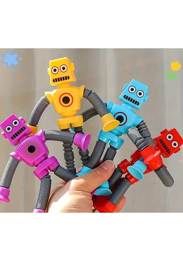 Işıksız Vantuz Yapışkan Teleskobik Robot Eğitici Figür Oyuncak