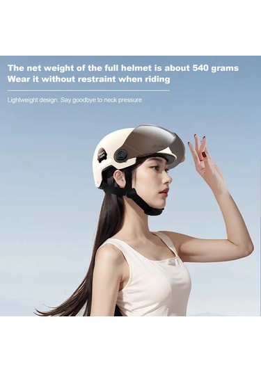 Scooter Emniyet Şapkası Güneşlik İle Erkekler Kadınlar İçin Beyaz