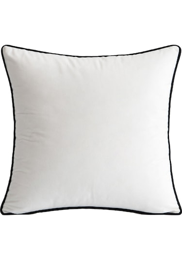 Gajeena Siyah Beyaz Kenarli Kadife Telli Modern Minimalist Yastik Kılıfı - 45x45cm Yastiksiz, Ev Dekoru Icin Konforlu Omuzluk Siyah Beyaz
