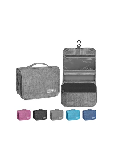 Maiyame Gri Su Geçirmez Seyahat Tuvaleti Çantası - Çoklu Bölmeli Organizer, Askıklı, 300d Kasyonik Kumaş, Büyük Ve Küçük Eşya Saklama Gri