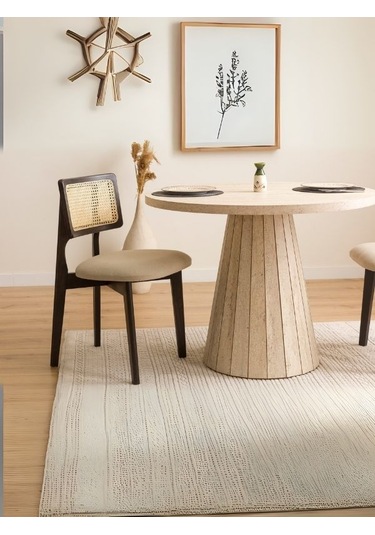 Zeus Bambu Hasırlı Ahşap Bohem Sandalye Siyah