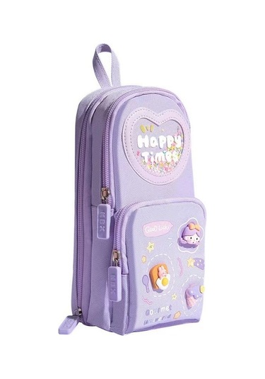 Şık Ve Dayanıklı Üç Bölmeli İlkokul Kız Çantası Seti, Geniş Depolama Alanlı Okul Çantası Ve Kalem Kutusu, Sevimli Desenli Kırtasiye Çantası, Küçük Kızlar İçin Pratik Ve Fonksiyonel Okul Çantası Mor
