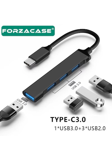 Type-c Girişli 4in1 Usb 2.0 / Usb 3.0 Port Usb Çoklayıcı - Fc931