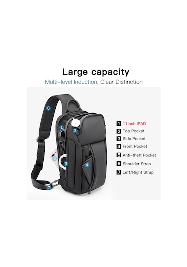 Bange Bg-7566 Suya Dayanıklı Tek Askılı Göğüs Omuz Sırt Çantası Lacivert