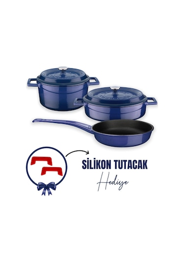 Lava Döküm 3x Trendy Serisi 6 Parça Tencere & Tava Seti Kırmızı