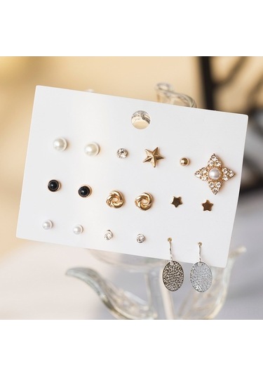 Flybuy Zarif Tasarım Tarzınızı Tamamlayın Şık Seti, Küpe İle Diğer Çift 9 Ft Çok Renkli