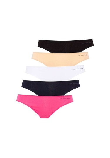 U.S. Polo Assn. Kadın Çok Renkli 5Li Kıl Lastikli Slip 67006 Fuşya