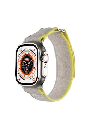 Tuva Teknoloji iOs Watch Uyumlu Ultra 49mm Hasır Kordon Krd-106 Strap Kayış-yeşil