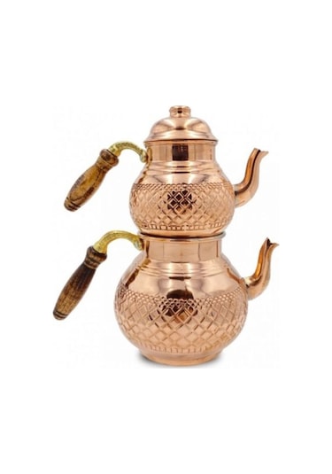 Çaydanlık Bakır Küçük Boy Kırmızı Piramit Model Kırmızı