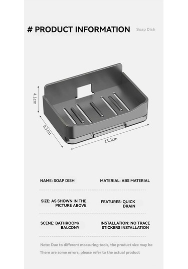 Qingmipy Duvar Takılı Sabun Tutucu, Su Akış Delikleri Ve Taşınabilir Gövde İle Banyo/mutfak, Abs Plastik, Beyaz Beyaz