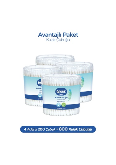 Wee Baby 200'lü Bebek Kulak Çubuğu (200x4 800 Adet)