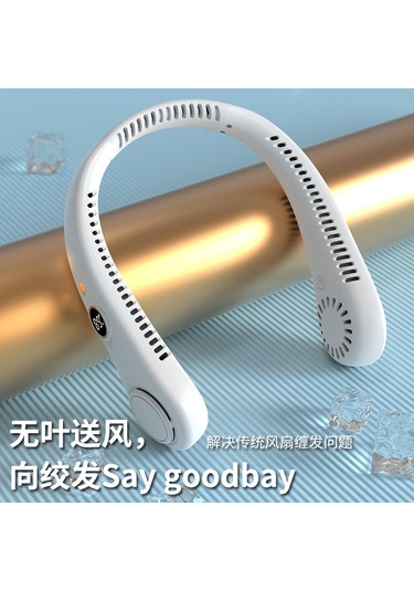 Hangfox Navy Renkli Dijital Göstergeli Ellerden Bağımsız Boyun Fanı - Sürekli Soğutma, Usb Şarjlı, Sessiz Çalışma, Spor Ve Günlük Kullanım