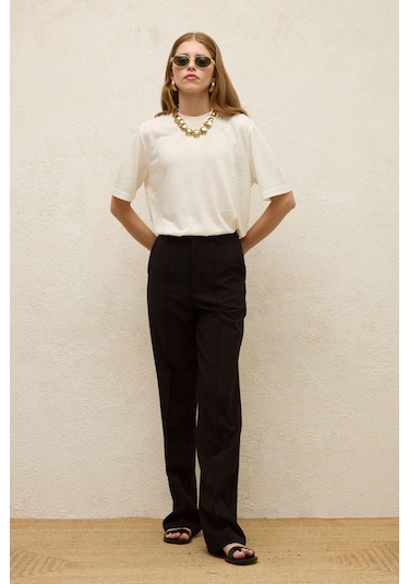 Manuka Önden Dikişli Straıght Pantolon Siyah