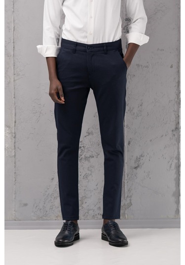 Slimfit Pamuklu Likralı Esnek Mevsimlik Kumaş Pantolon Lacivert