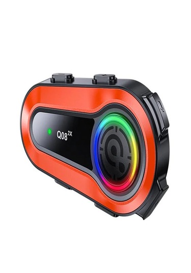 Q0082X Ipx6 Su Geçirmez Rgb 1 KM 2 Kişi İnterkom/Fm Radio Motosiklet Kask Kulaklık
