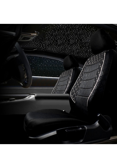 Gof Plus Serisi Universal Oto Koltuk Kılıfı Siyah-Beyaz Dikişli