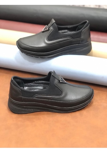 Derilax Marяka Hakiki Deri Tam Ortopedik Hafif Yumuşak Kadın Anne Ayakkabısı Siyah