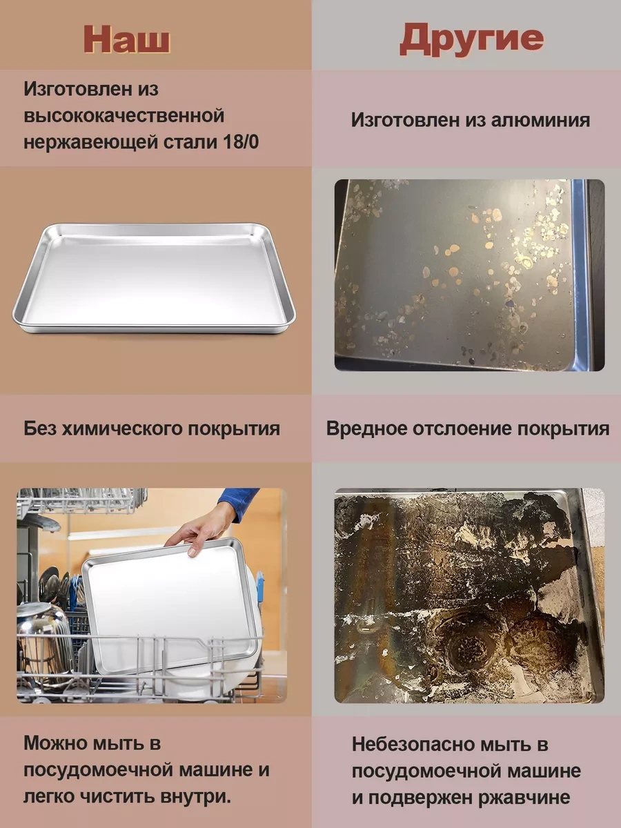 Haware 45 X 33 Cm 18-0 Kalite Paslanmaz Çelik Fırın Tepsisi 169585557 Gri