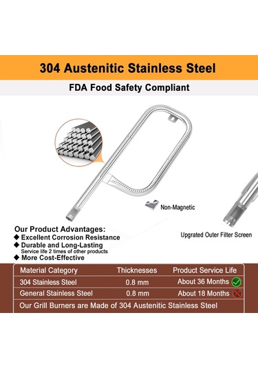 Weber Q1000 Q1200 Q100 Q120 Izgaralar İçin 60040 Izgara Brülörü 304 Paslanmaz Çelik Değiştirme